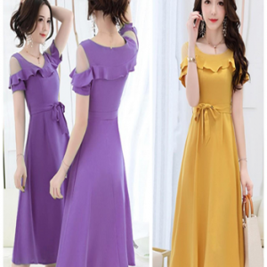 Đầm voan chiffon trễ vai 283035466
