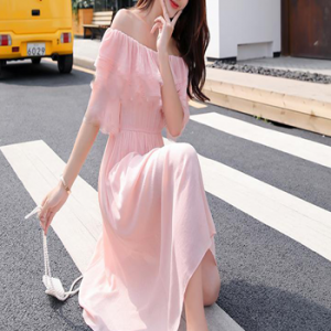 Đầm voan vai trần 436448478