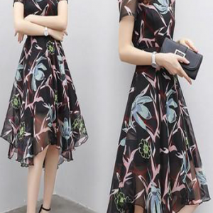 Đầm Họa Tiết Tay Phối - Thắt Eo LZ297036803
