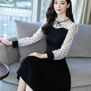 Đầm Tiểu Thư Tay Lưới Chấm Bi LZ560474641