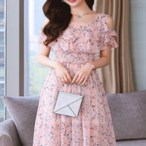 Đầm Trễ Vai Form Dài Eo Thun LZ270232007