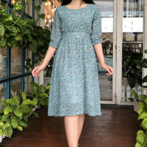 Đầm Voan Họa Tiết Hoa Tay Lửng LZ431982231