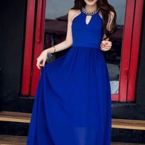 Đầm maxi voan dự tiệc xanh LZ354798614
