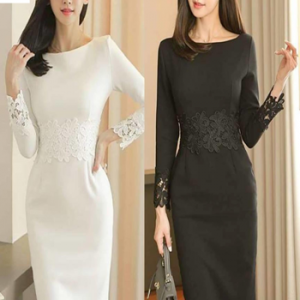 Đầm Ôm Tay Dài Phối Ren LZ278684106